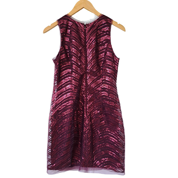 Vince Camuto Burgundy Sequin Cocktail Party Dress Size 8 Sleeveless Shift - Picture 10 of 11